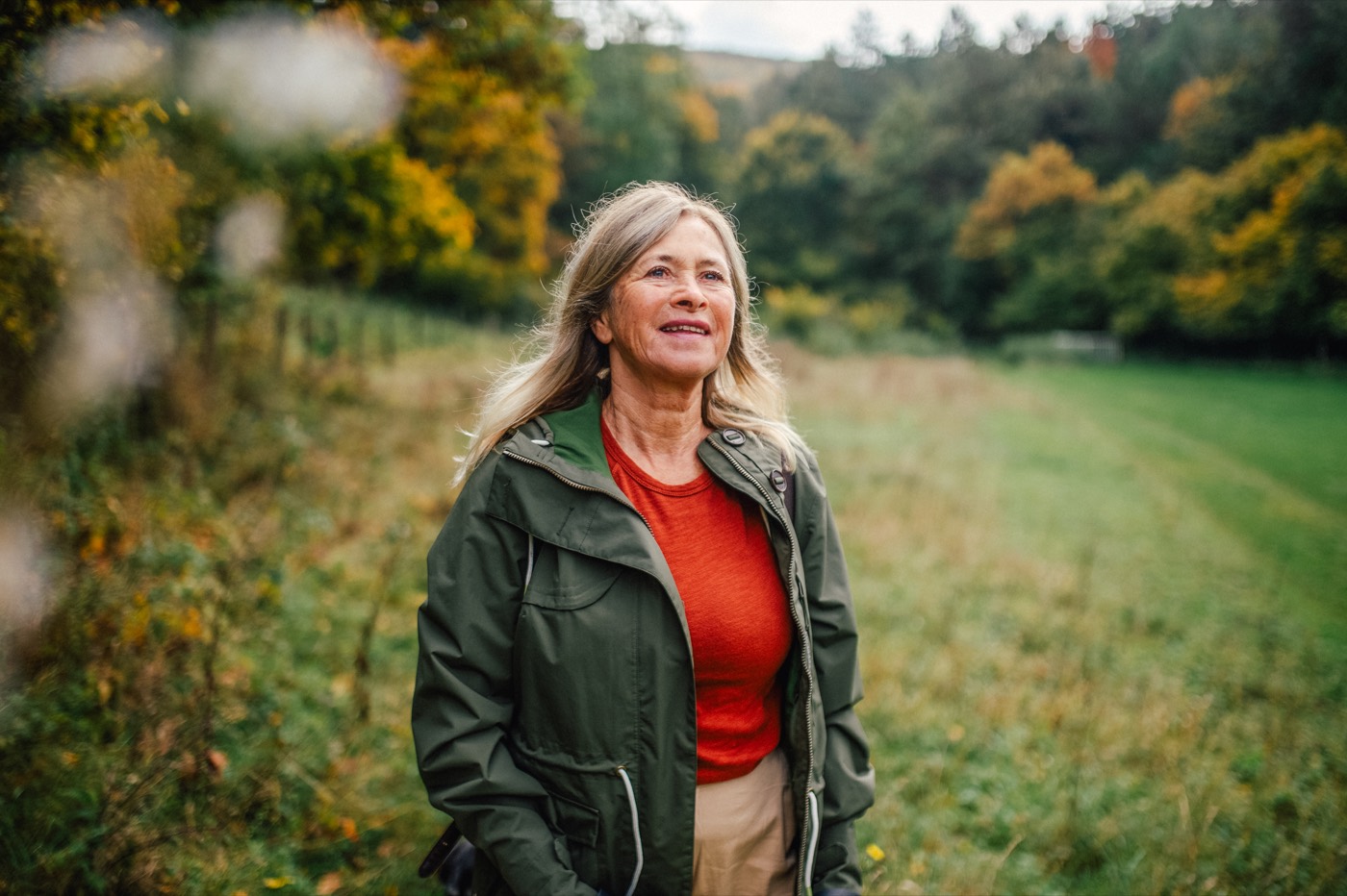 A woman out on an autumn countryside walk